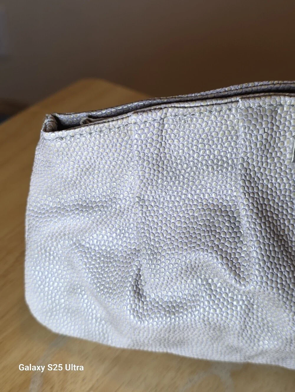 Giorgio Armani Parfums Vegan Taupe Leather Pouch Like New